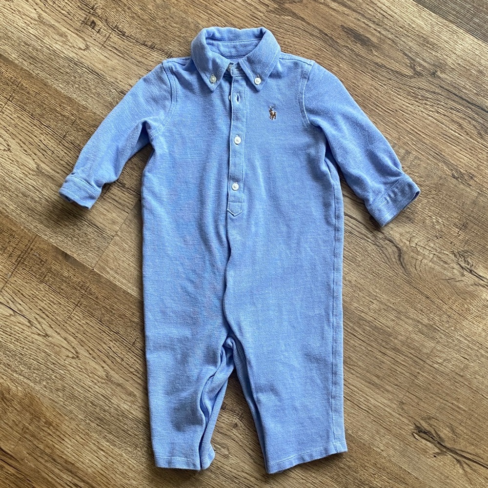 Ralph Lauren Knit Cotton Oxford Coverall 9 month